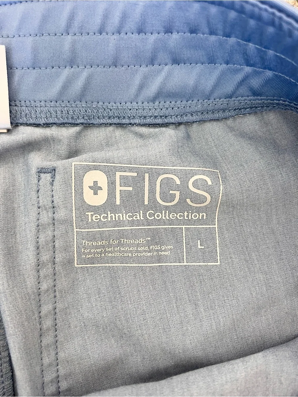 Figs Technical Collection Light Blue Straight Leg Scrub Pants- Large